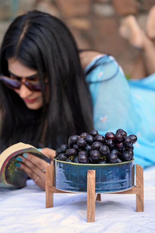 I Deserve Rest | Serving Bowl With Wooden Stand | Olive