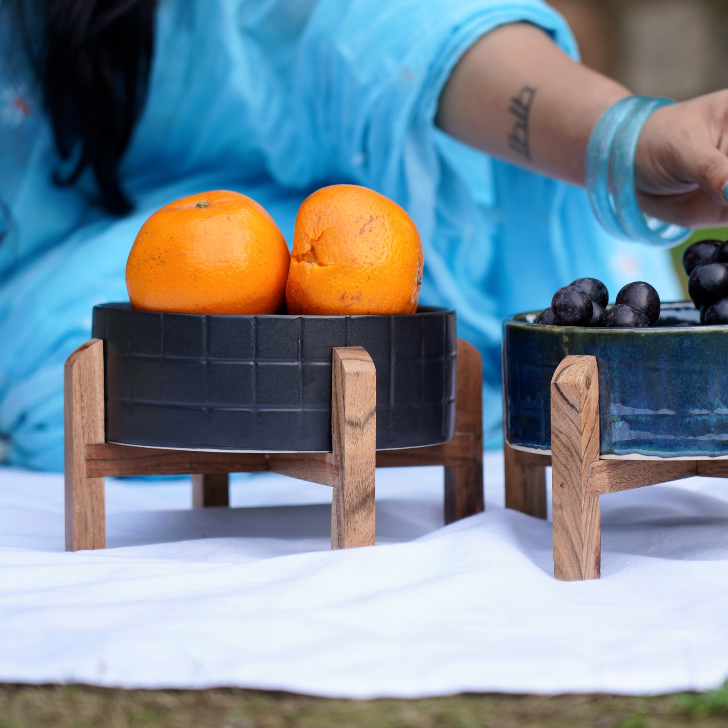 I Deserve Rest | Serving Bowl With Wooden Stand | Black