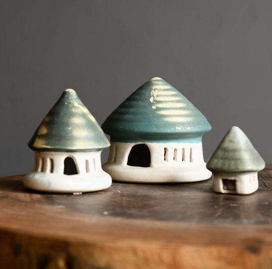 Ceramic Miniature Houses | Set of Three