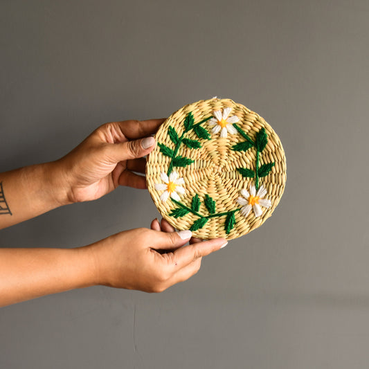 Kauna Grass Handwoven and Hand-Embroided Coaster