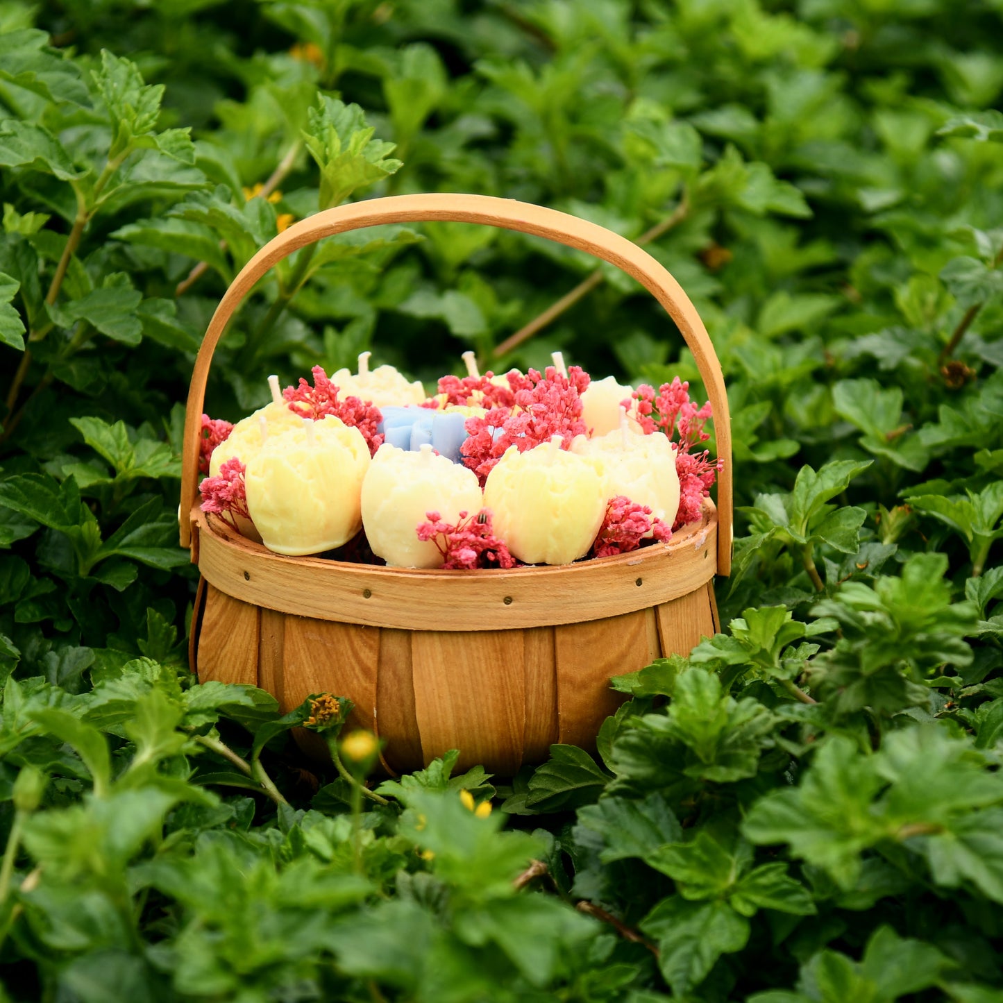 Scented Candles Basket Bouquet | Round