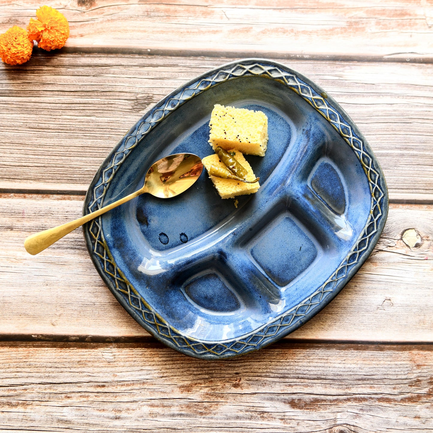 Festive Special Ceramic Thali | Blue