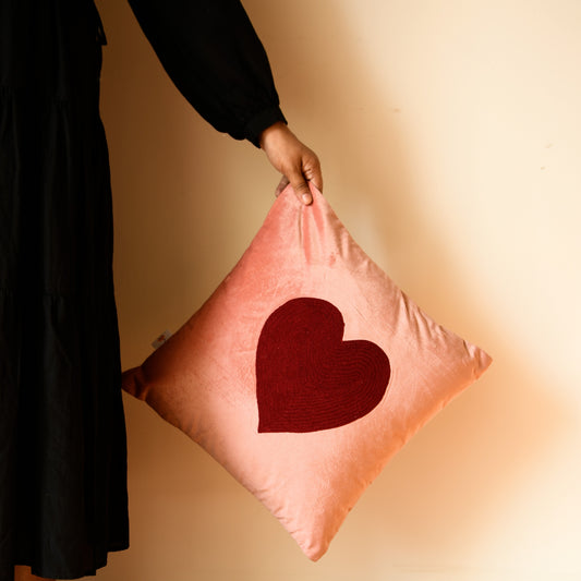 All My Heart Handembroided Cushion Cover