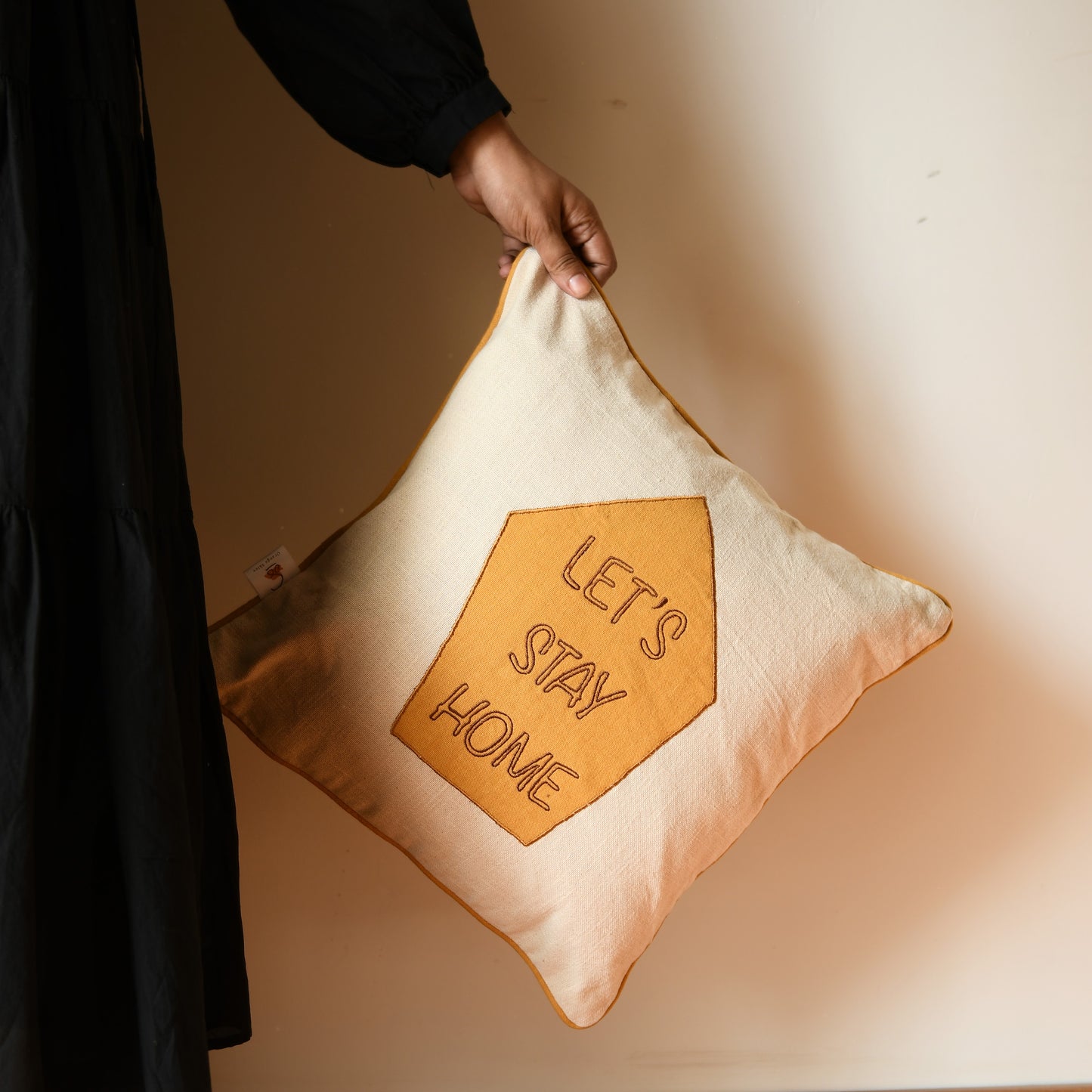 Let's Stay Home Hand-Embroided Cushion Cover | Buy One, Get One FREE