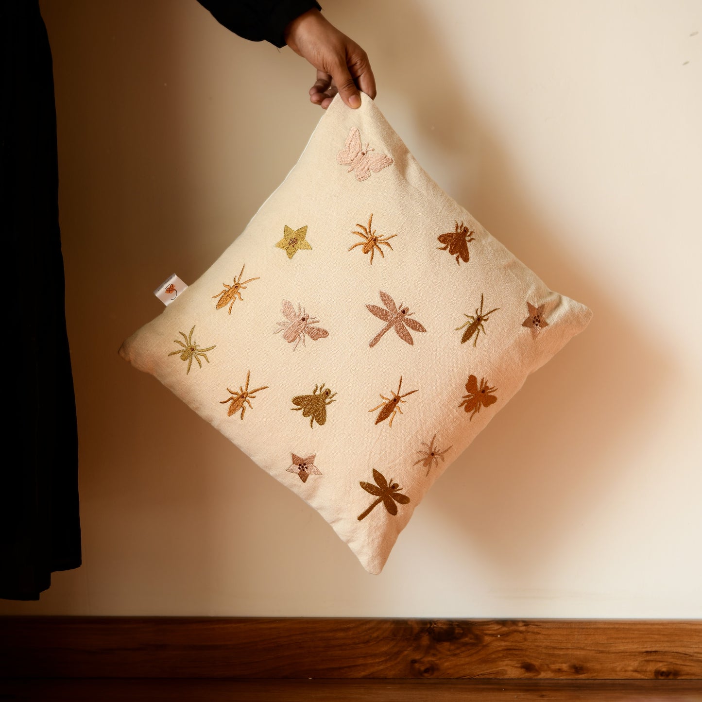 Little Insects Hand-Embroided Cushion Cover