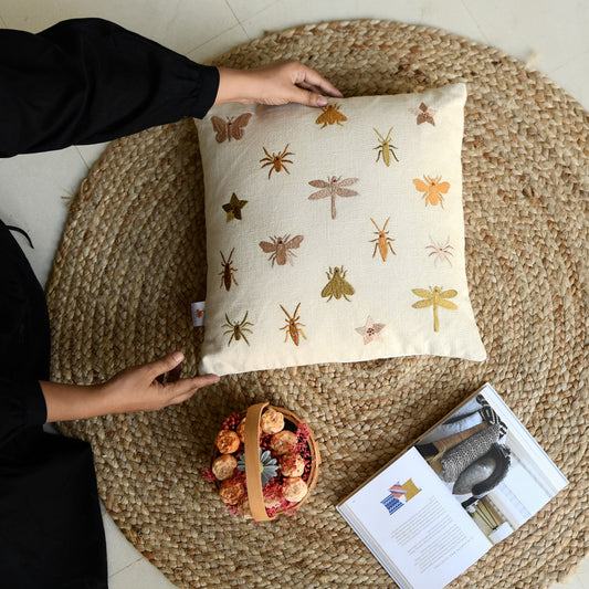 Little Insects Hand-Embroided Cushion Cover