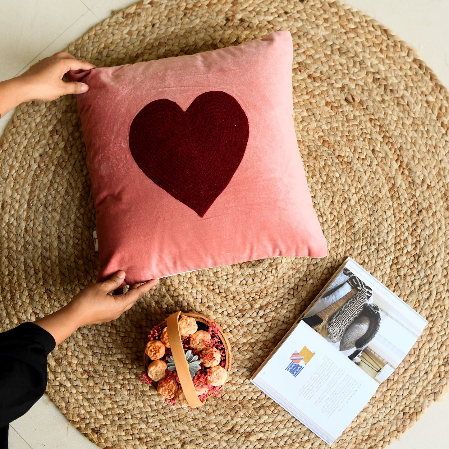 All My Heart Handembroided Cushion Cover