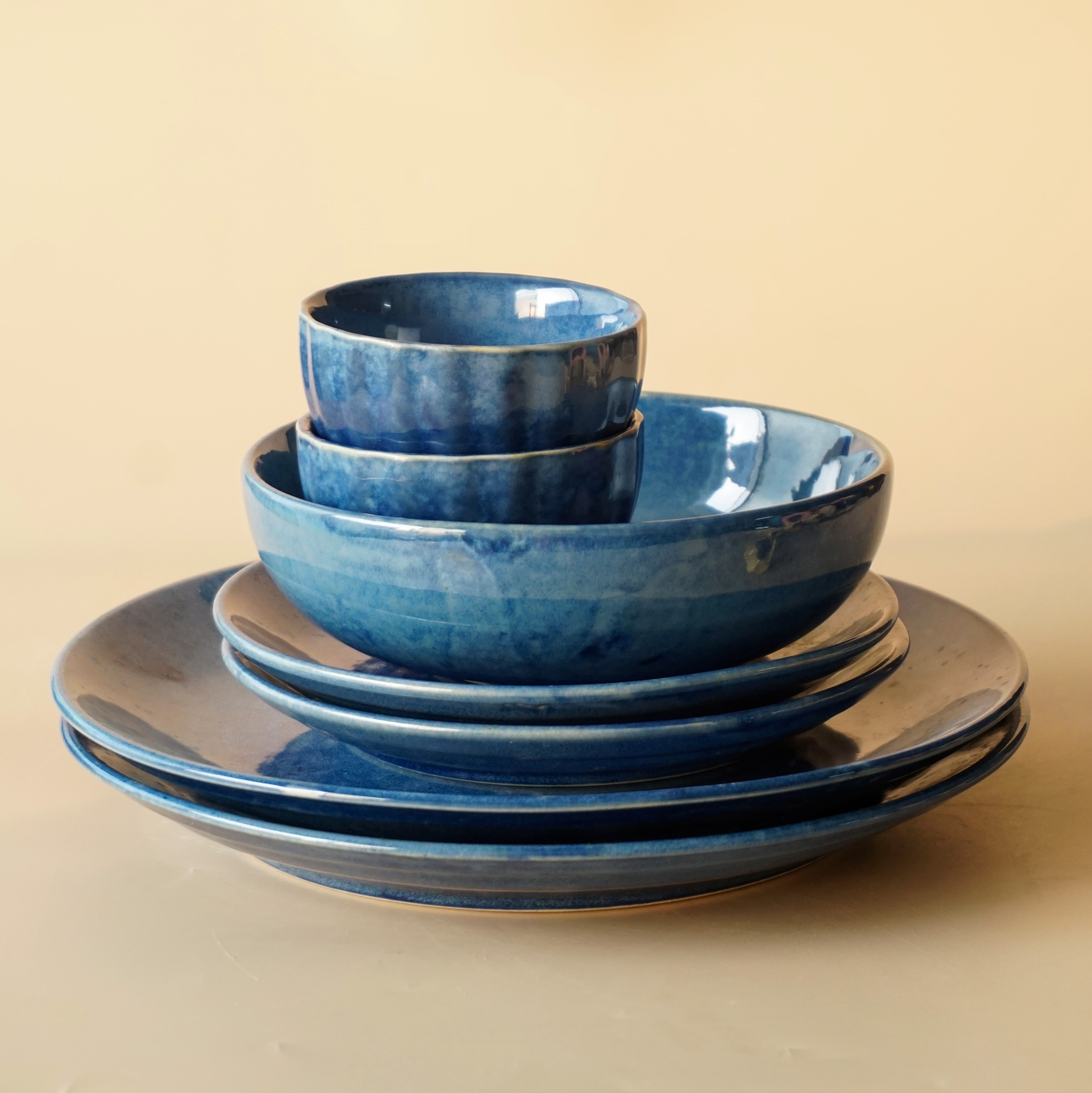 Blue ceramic shop dinner plates