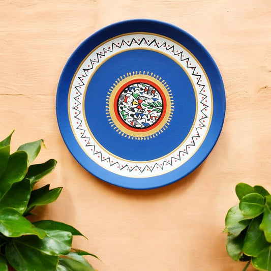 Handpainted Terracotta Wallplate | Blue