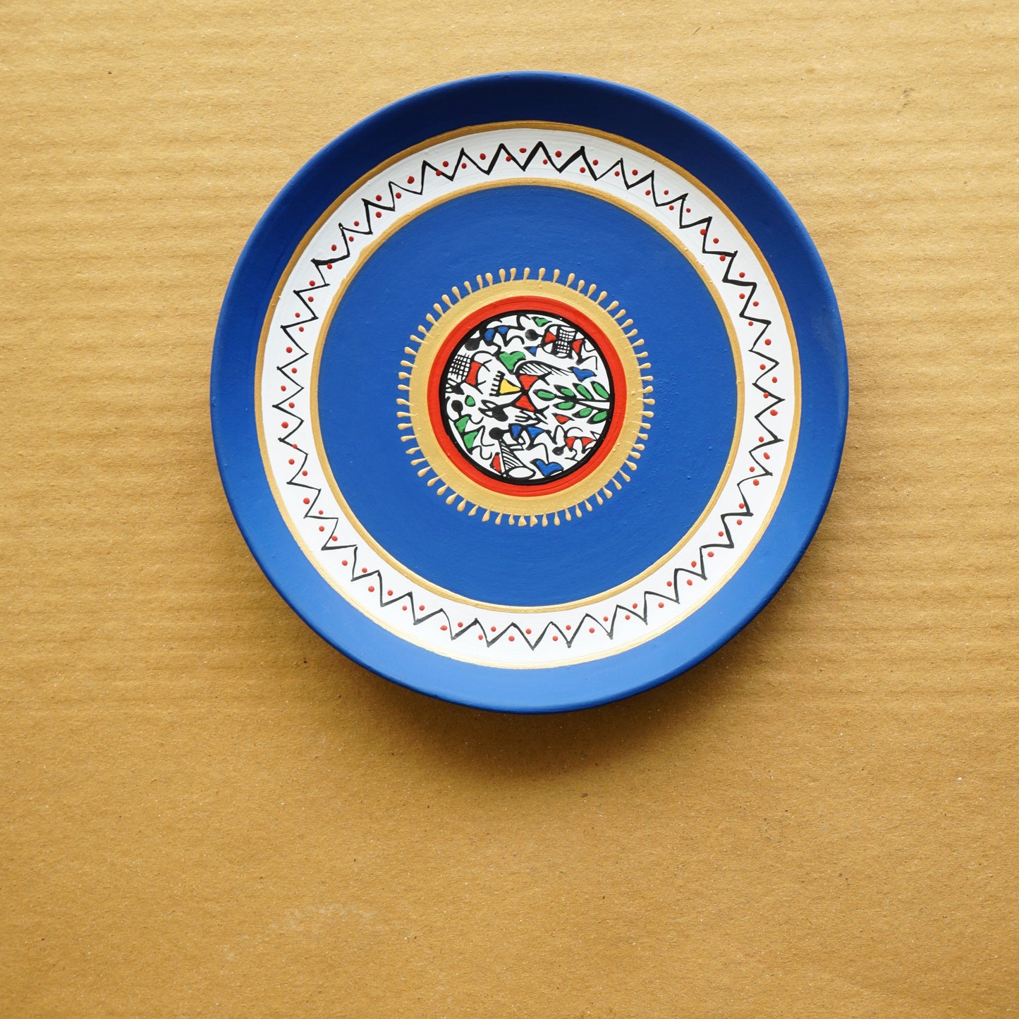 Handpainted Terracotta Wallplate | Blue