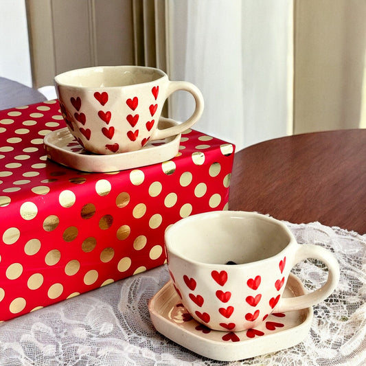 Hygge Heart Cup and Saucer | Set of Two