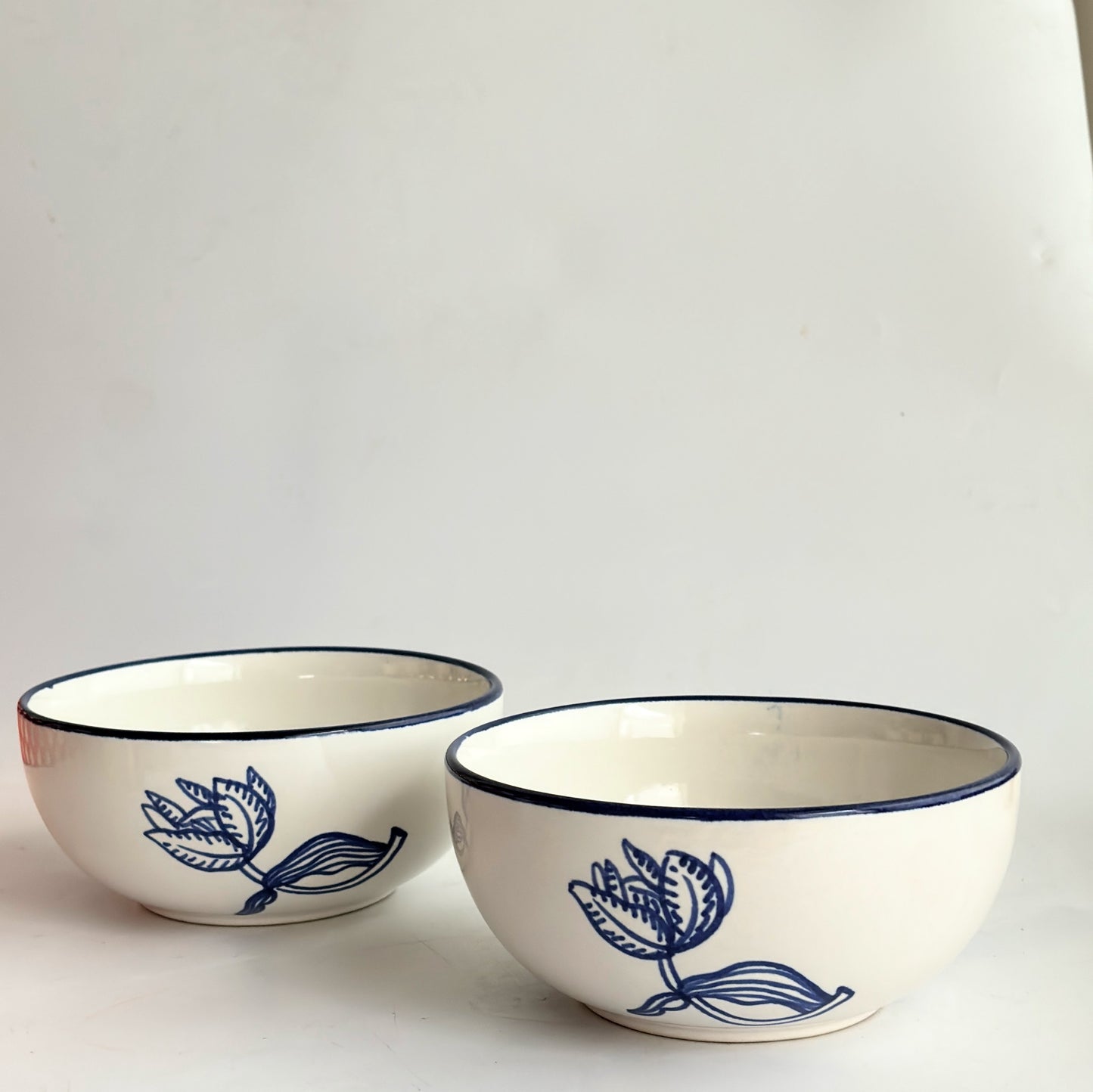 Blue Bloom Handpainted Bowl | Set of Two