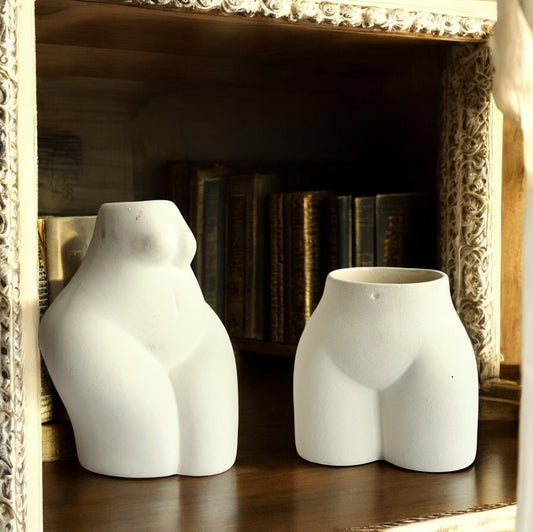 Body Scupture Ceramic Vases | Set of Two | White