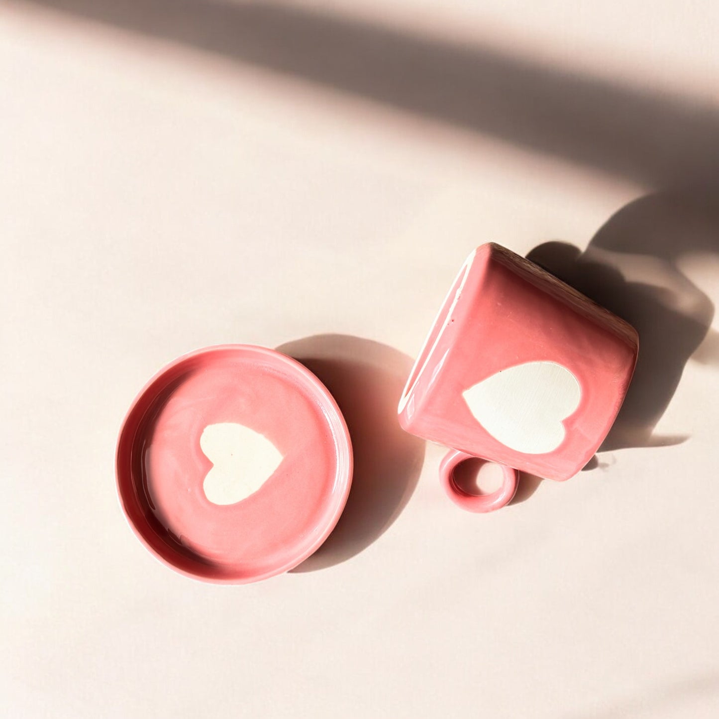 Pink Romance Heart Mug & Saucer