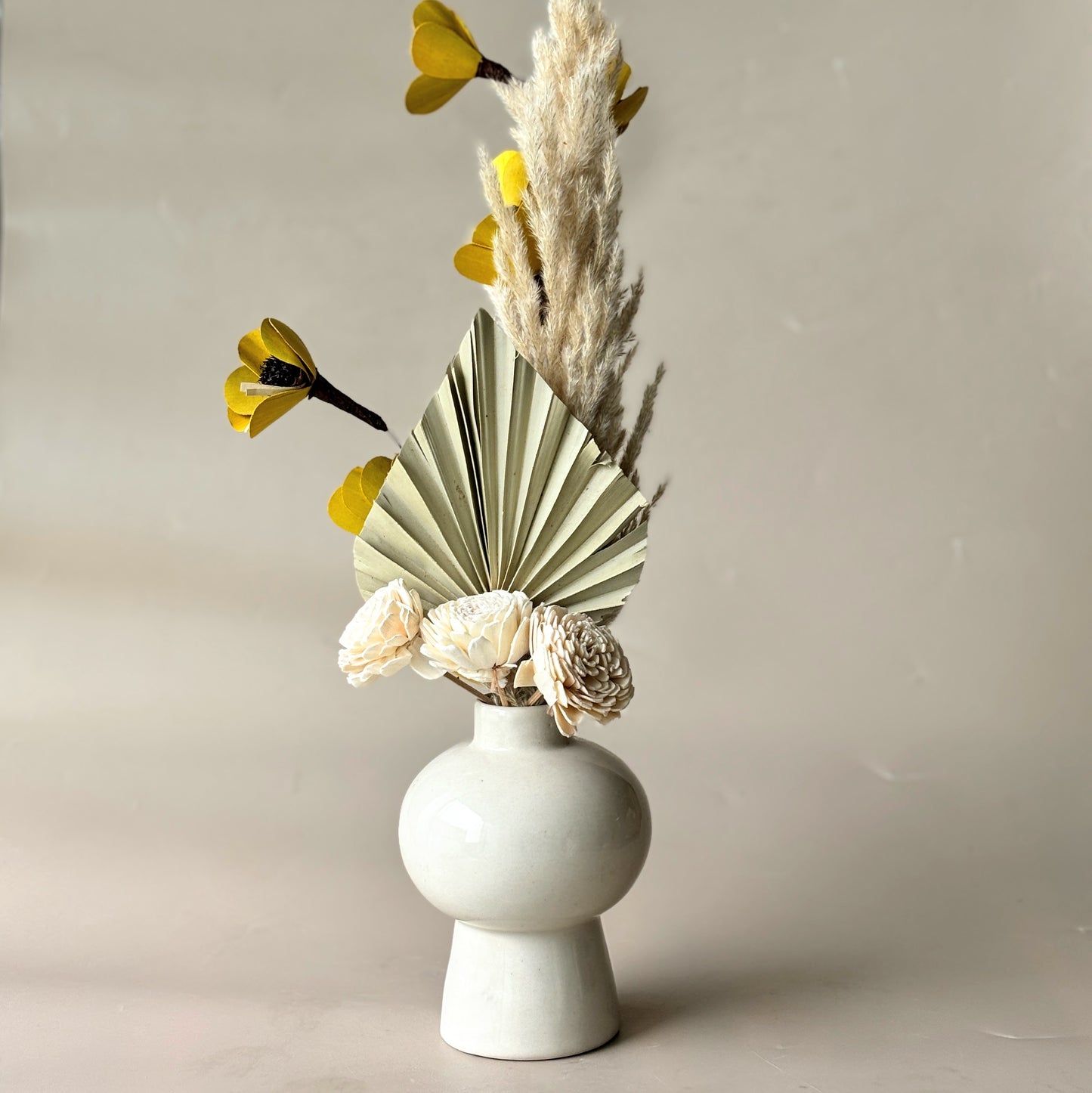 Mushroom Ceramic Vase With Dried Bunch