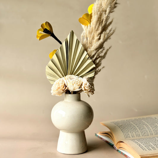 Mushroom Ceramic Vase With Dried Bunch