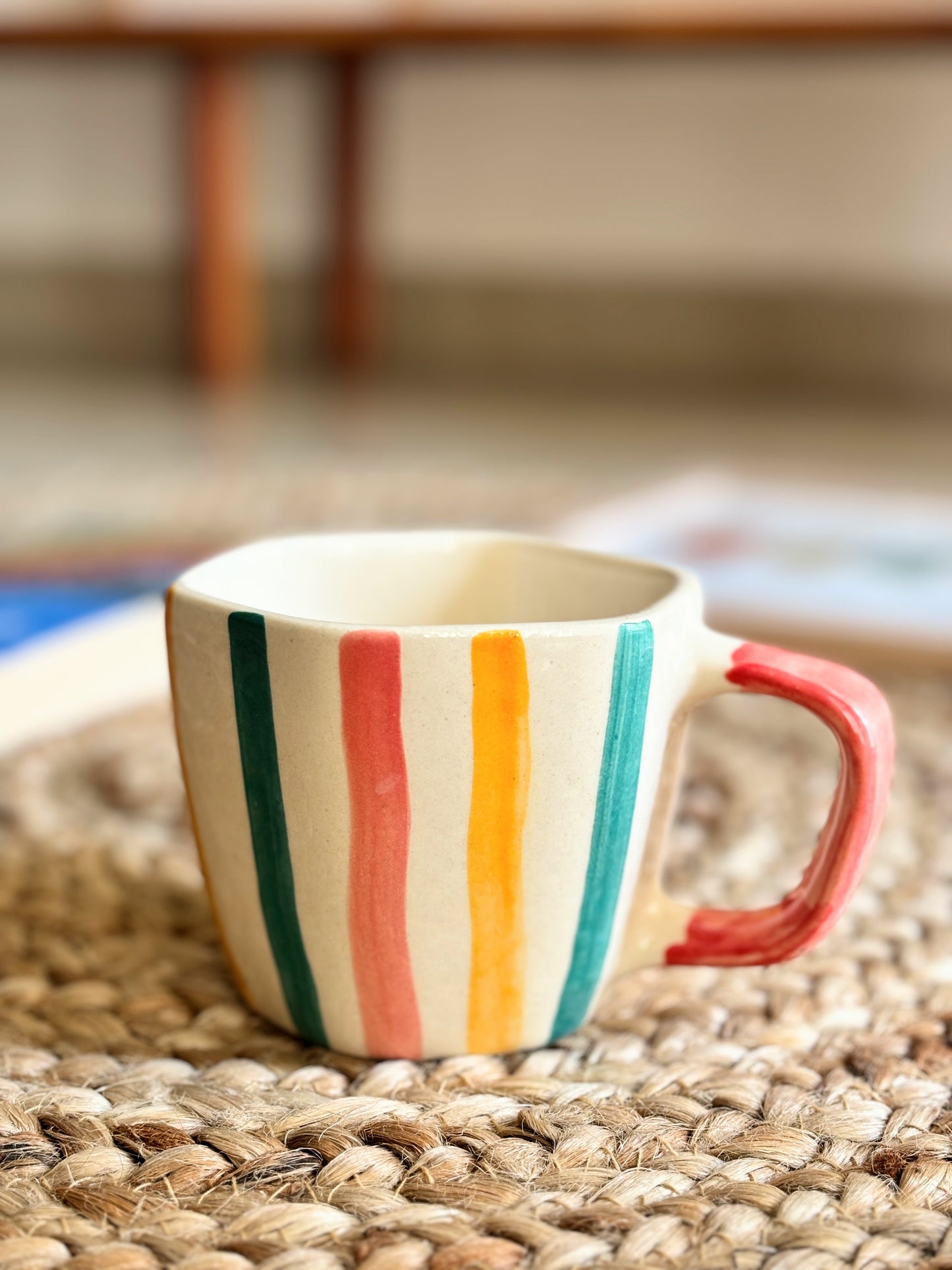 Multi-Striped Ceramic Cup