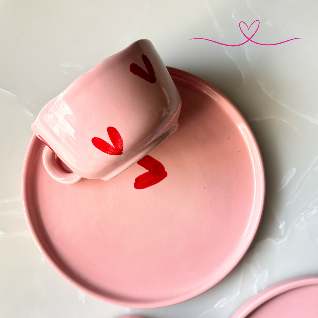 Cupid Heart Breakfast Set | Plate+Mug